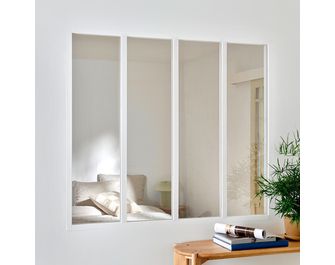 Verrière bois brut 4 vitrages H.1080X1230MM