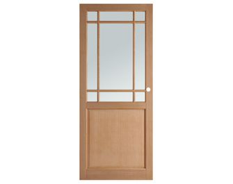 Porte coulissante Ron chêne plaqué 9 carreaux