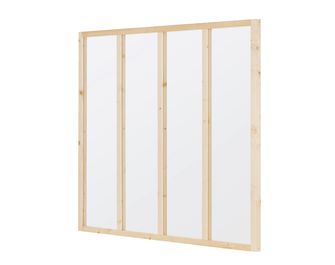 Verrière bois brut 4 vitrages H.1080X1230MM
