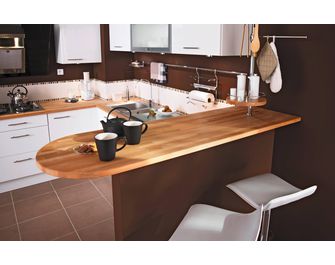 Plan de travail bois HÊTRE LAMELLÉ BRUT sur-mesure Ep.28/38 mm