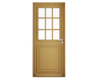 Porte d'entrée Anne-Perrine 9 carreaux bois exotique