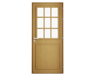Porte d'entrée Anne-Perrine Chêne 9 carreaux avec barillet