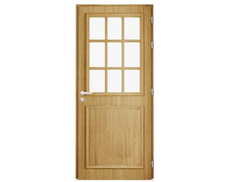 Porte d'entrée Anne-Perrine Chêne 9 carreaux avec barillet