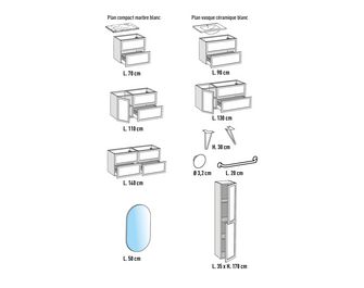 Meubles sous-vasque 140 cm 4 tiroirs mdf PHILEAS
