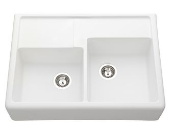 Évier cuisine à encastrer Thibert matériaux de synthèse avec 2 bacs