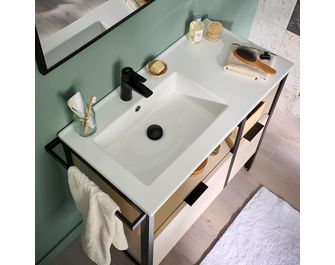 Plan vasque simple 90 cm céramique METAL 2