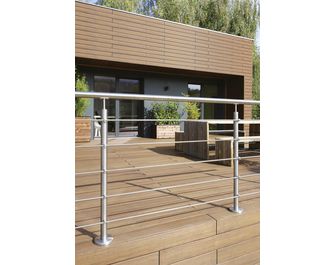 Poteau 5 tubes pose latérale pour balustrade Inoca