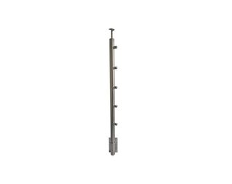 Poteau 5 tubes pose latérale pour balustrade Inoca