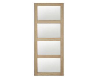 Porte seule QUADRAL recoupable vitrée et chêne plaqué
