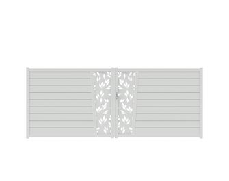 Portail battant Aluminium Pise décor feuille sur-mesure