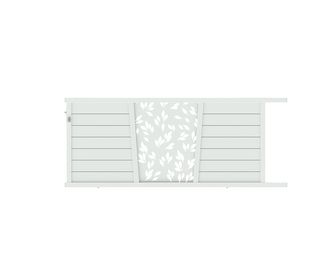 Portail coulissant Aluminium Pise décor feuille