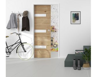 Porte coulissante vitrée NAIADE chêne plaqué