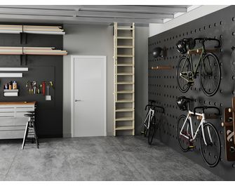 Echelle rabattable avec rampe en sapin brut