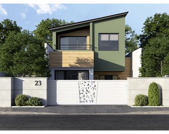 Portail coulissant Aluminium Pise décor feuille