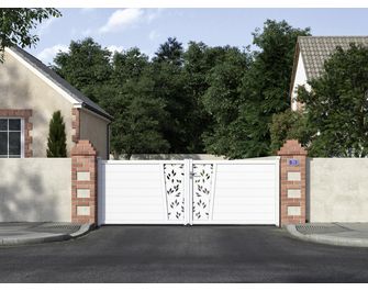 Portail battant Aluminium Pise décor feuille