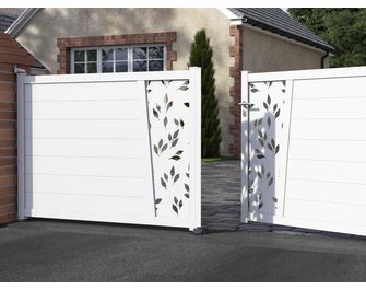 Portail battant Aluminium Pise décor feuille
