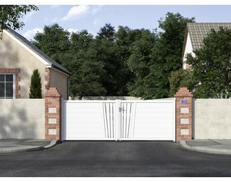 Portail battant Aluminium Pise décor soleil