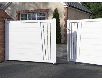 Portail battant Aluminium Pise décor soleil