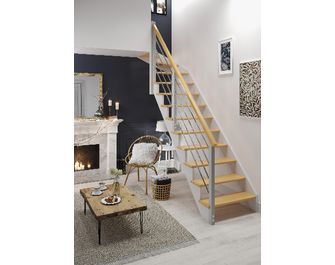 Escalier Ouessant droit rampe Régate tubes inox