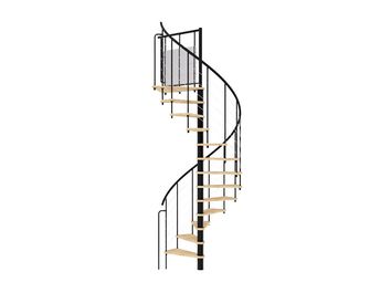 Escalier en colimaçon ENZO réversible avec rampe tubes inox, marches vernis incolore