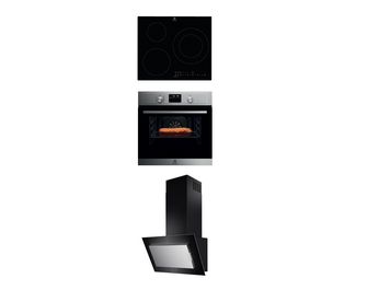 Lot Electrolux four multipyro - table 3 induction - hotte écran noir l.60