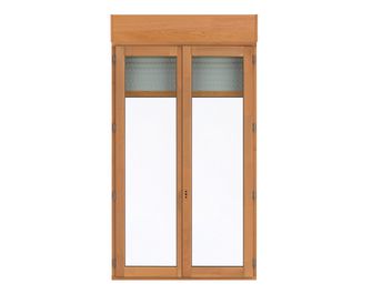 Fenêtre pin 2 vantaux ODE lasure pin naturel avec volet roulant intégré sur-mesure