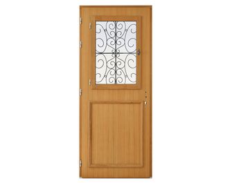 Porte d'entrée Anne-Sophie bois exotique avec châssis ouvrant sur-mesure