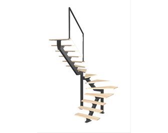 Escalier Elliot double quart tournant intermédiaire rampe Evence