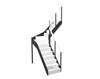 Escalier Esteban quart tournant intermédiaire avec rampe Epure tubes