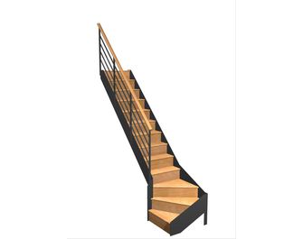 Escalier Esteban quart tournant bas rampe Fera main bois