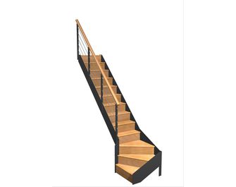 Escalier Esteban quart tournant bas rampe Epure tubes