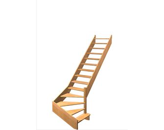 Escalier Aria quart tournant bas marche débordante sans rampe