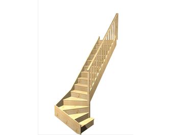 Escalier Faubourg quart tournant bas marche débordante rampe Idéal