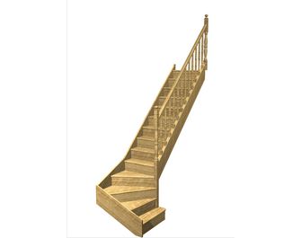 Escalier Faubourg quart tournant bas marche débordante rampe Antique
