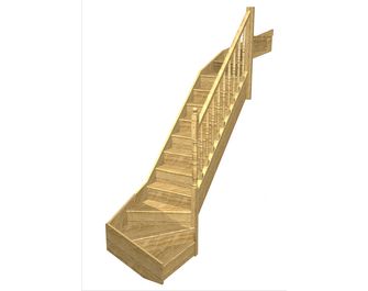 Escalier Faubourg Double quart tournant haut & bas rampe Antique