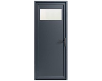 Porte de service aluminium ANAE Gris avec  barillet et poignée