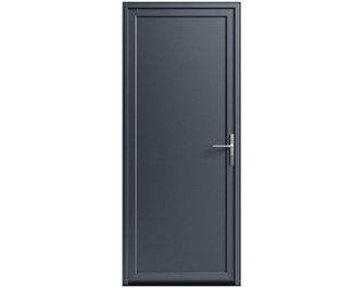 Porte  de service aluminium AUXANNE Gris avec  barillet et poignée