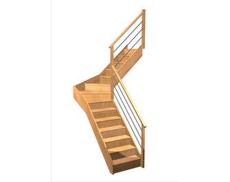 Escalier Faubourg quart tournant intermédiaire rampe Régate tubes inox