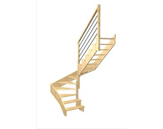 Escalier Ouessant double quart tournant intermédiaire rampe Régate tubes acier