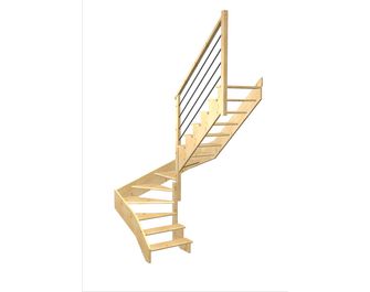 Escalier Ouessant double quart tournant intermédiaire rampe Régate tubes inox