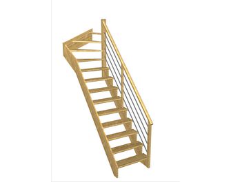 Escalier Ouessant quart tournant haut rampe Régate tubes inox