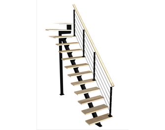 Escalier Elliot quart tournant haut rampe Epure tubes