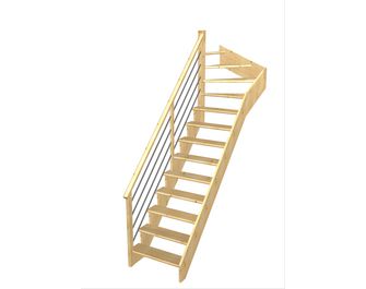 Escalier Ouessant quart tournant haut rampe Régate tubes acier