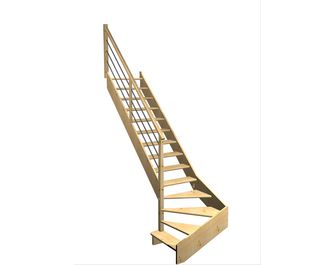 Escalier Aria quart tournant bas marche débordante rampe Régate tubes acier