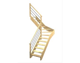 Escalier Aria quart tournant intermédiaire rampe Régate tubes acier