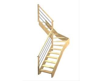 Escalier Aria quart tournant intermédiaire rampe Régate tubes inox