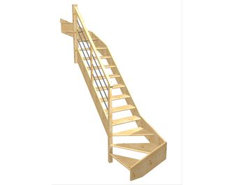 Escalier Aria double quart tournant haut & bas rampe Régate tubes acier