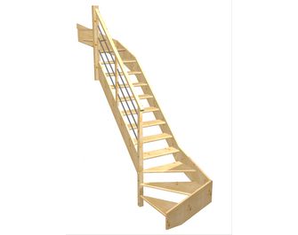 Escalier Aria double quart tournant haut & bas rampe Régate tubes inox