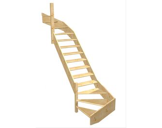 Escalier Aria double quart tournant haut & bas sans rampe