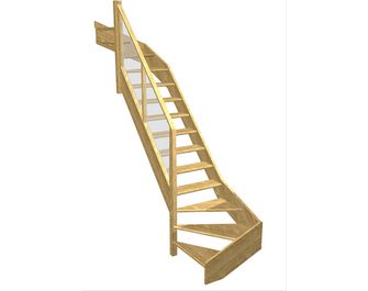 Escalier Aria double quart tournant haut & bas rampe Emerence